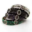 Multi Crystal Decor Suede Headband HB21027-18 (12PC)