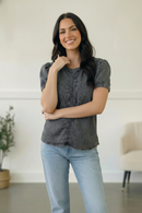 Black Washed Denim Top