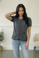 Black Washed Denim Top