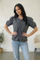 Black Washed Denim Top