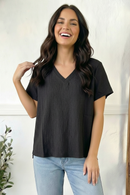 Plus Black Textured Blouse