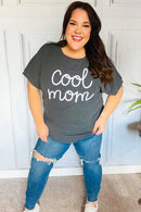 Take A Bow Charcoal "Cool Mom" Embroidery Pop-Up Rib Dolman Top (Open Pack)
