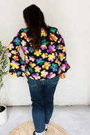 Be Bold Black Floral Hi-Lo Ruffle Sleeve Woven Top (Open Pack)