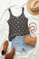 Plus Charcoal Star Print Top