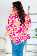 Find Love Pink/Yellow Floral Frill Balloon Short Sleeve Top (Open Pack)