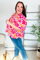 Find Love Pink/Yellow Floral Frill Balloon Short Sleeve Top (Open Pack)