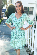 Mint Floral Woven Lined Dress