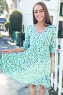 Mint Floral Woven Lined Dress
