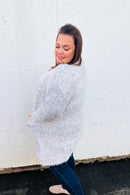 Leading Lady Slate Blue Two Tone Fuzzy Soft Brushed Cardigan (Open Pack)
