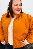 Eyes On You Butterscotch Quilted Puffer Jacket (Open Pack)