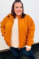 Eyes On You Butterscotch Quilted Puffer Jacket (Open Pack)