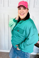 On The Way Up Mint Color Block Button Down Pullover (Open Pack)