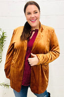 Holiday Stunner Rust Velvet Lapel Blazer (Open Pack)