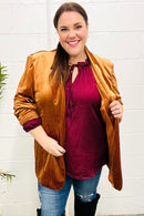 Holiday Stunner Rust Velvet Lapel Blazer (Open Pack)