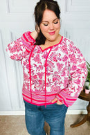 Make A Statement Fuchsia Paisley Boho Front Tie Top (Open Pack)