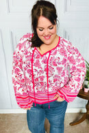 Make A Statement Fuchsia Paisley Boho Front Tie Top (Open Pack)