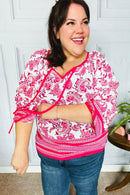 Make A Statement Fuchsia Paisley Boho Front Tie Top (Open Pack)