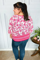 Make A Statement Fuchsia Paisley Boho Front Tie Top (Open Pack)