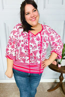 Make A Statement Fuchsia Paisley Boho Front Tie Top (Open Pack)