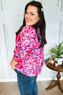 Feeling Femmi Pink & Fuchsia Floral Peplum Woven Top (Open Pack)