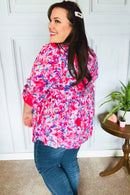 Feeling Femmi Pink & Fuchsia Floral Peplum Woven Top (Open Pack)