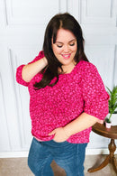 Perfectly You Fuchsia Floral Three Quarter Sleeve Square Neck Top (Open Pack)