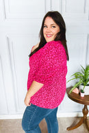 Perfectly You Fuchsia Floral Three Quarter Sleeve Square Neck Top (Open Pack)
