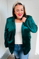 Dazzling Hunter Green Velvet Lapel Blazer (Open Pack)