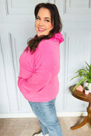 Ready to Relax Hot Pink Half Zip French Terry Hoodie (Open Pack)