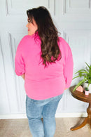 Ready to Relax Hot Pink Half Zip French Terry Hoodie (Open Pack)