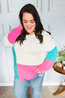 The Slouchy Mint & Pink Drop Shoulder Terry Color Block Top (Open Pack)
