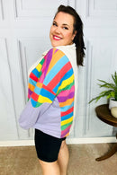 Feeling Bold Lilac Multicolor Stripe Collared V Neck Pullover (Open Pack)