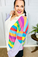 Feeling Bold Lilac Multicolor Stripe Collared V Neck Pullover (Open Pack)