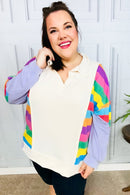 Feeling Bold Lilac Multicolor Stripe Collared V Neck Pullover (Open Pack)