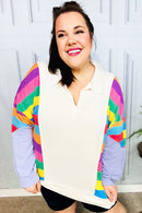 Feeling Bold Lilac Multicolor Stripe Collared V Neck Pullover (Open Pack)