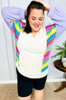 Feeling Bold Lilac Multicolor Stripe Collared V Neck Pullover (Open Pack)