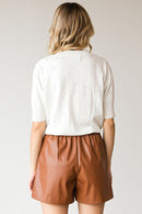 Camel Pleather Button Shorts
