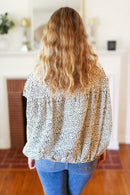 Perfectly Poised Ivory Animal Print Floral Embroidery Button Down Top (Open Pack)
