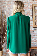 HUNTER GREEN WOVEN BUTTON BLOUSE