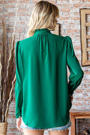 HUNTER GREEN WOVEN BUTTON BLOUSE