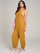 WOMEN'S SLEEVELESS FRONT POCKET JOGGER JUMPSUIT