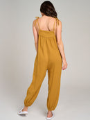 WOMEN'S SLEEVELESS FRONT POCKET JOGGER JUMPSUIT