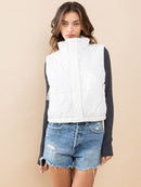WOMEN'S SLEEVELESS BUTTON UP PU PLEATHER VEST