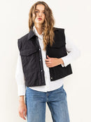 WOMEN'S BUTTON CLOSURE FRONT POCKETS VEST