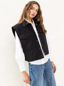 WOMEN'S BUTTON CLOSURE FRONT POCKETS VEST