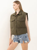 WOMEN'S BUTTON CLOSURE FRONT POCKETS VEST