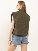 WOMEN'S BUTTON CLOSURE FRONT POCKETS VEST