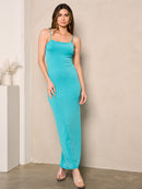 WOMEN'S SLEEVELESS BODYCON SOLID MAXI DRESS