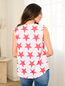 WOMEN'S SLEEVELESS STARS PRINT TUNIC TANK TOP
