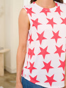 WOMEN'S SLEEVELESS STARS PRINT TUNIC TANK TOP